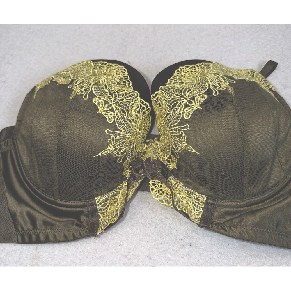 GabiFresh x Playful Promises 44B Olive Green Lace Mesh Underwire Bra